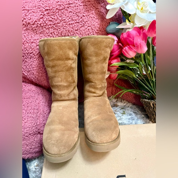 🍁Pre-Loved UGG Amie size 6 suede wedge chestnut - Picture 4 of 10
